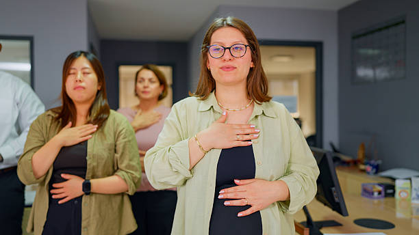 Guided breathing exercise at workplace